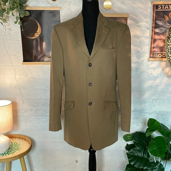 Banana Republic mens suit jacket tan brown cotton 3 button size 38R - Picture 1 of 13